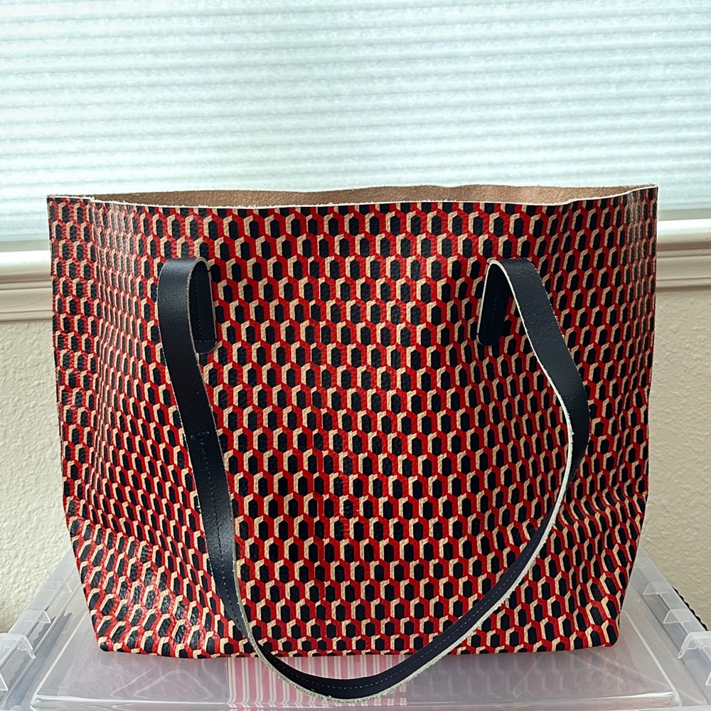Stylish Red and Navy Blue Tote Bag